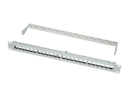 LogiLink Panneau de brassage Keystone 19', 24 ports, blindé