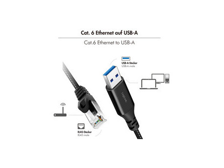 LogiLink Câble Ethernet USB 3.0, USB-A - RJ45, 1,5 m