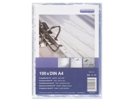 proOFFICE Pochette perforée, A4, PP, 60 microns, transparent