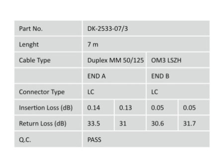 DIGITUS Câble patch fibre optiq., 2x LC - 2x LC, OM3, 7,0 m