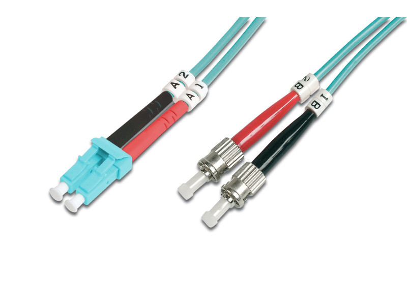 DIGITUS Câbles à fibres optiques OM3, mâle LT - mâle ST, 2 m