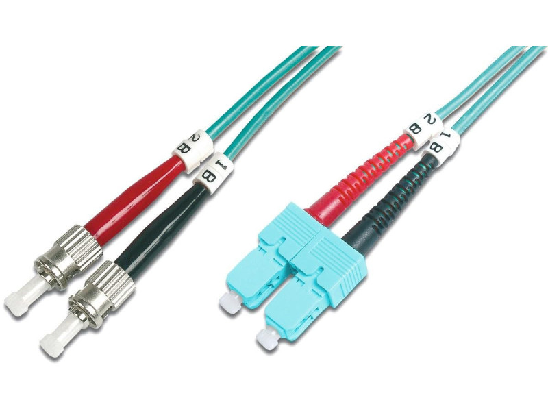 DIGITUS Câble patch LWL, OM3, fiche mâle ST - mâle SC, 2,0 m