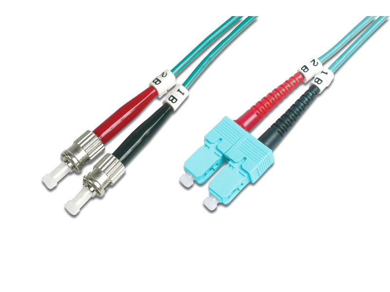 DIGITUS Câble patch LWL, OM3, fiche mâle ST - mâle SC, 3,0 m