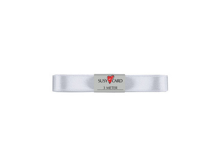 SUSY CARD Ruban cadeau 'double satin', 15 mm x 3 m, blanc