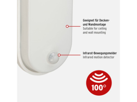 brennenstuhl Lampe LED ovale à détecteur de mouvement, blanc