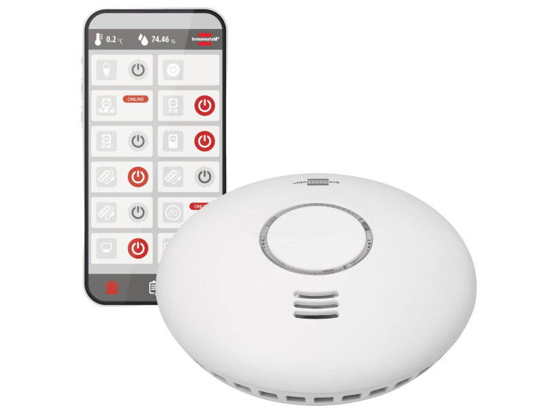 brennenstuhl Détecteur de fumée connecté Wifi WRHM01, blanc