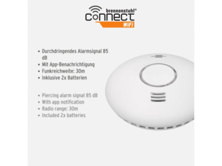 brennenstuhl Détecteur de fumée connecté Wifi WRHM01, blanc