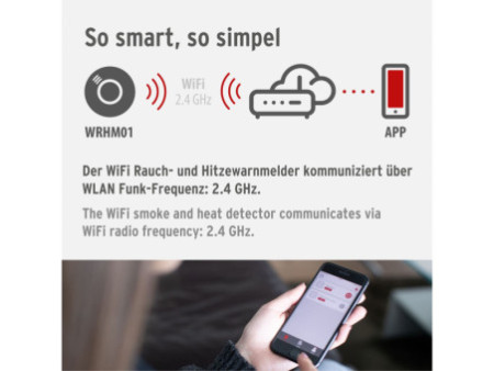 brennenstuhl Détecteur de fumée connecté Wifi WRHM01, blanc