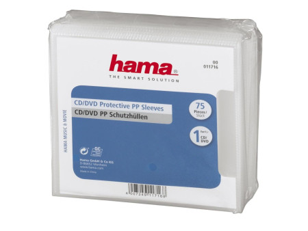hama Pochette pour CD/DVD, PP, ouvert en haut, transparent