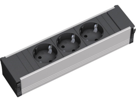 BACHMANN Bloc multiprise Coni, 3 prises, profil aluminium