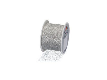SUSY CARD Ruban cadeau, sur bobine 'Lace metallic', argent