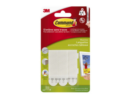3M Command Languettes de fixation, taille: M, blanc
