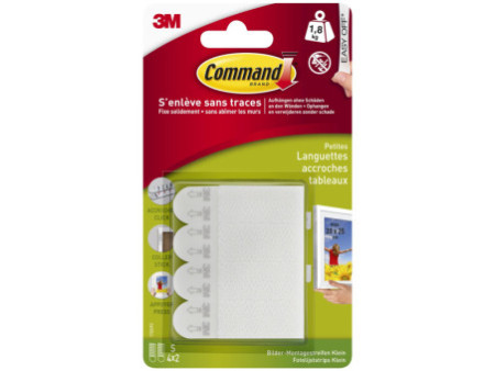 3M Command Languettes accroches tableaux, taille: S, blanc