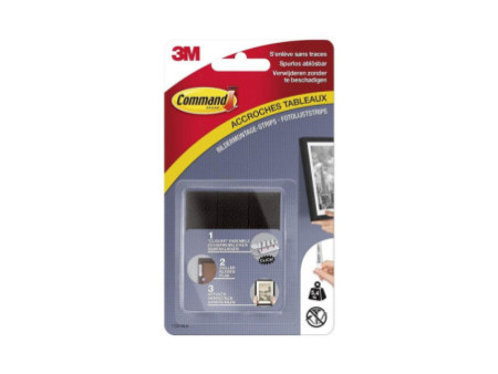 3M Command Languette de fixation pour cadre, taille: M, noir