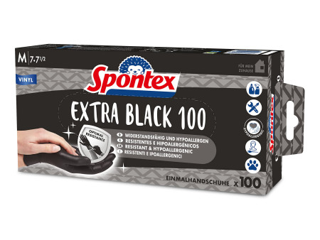 Spontex Gants en vinyle Extra Black, taille: M, noir