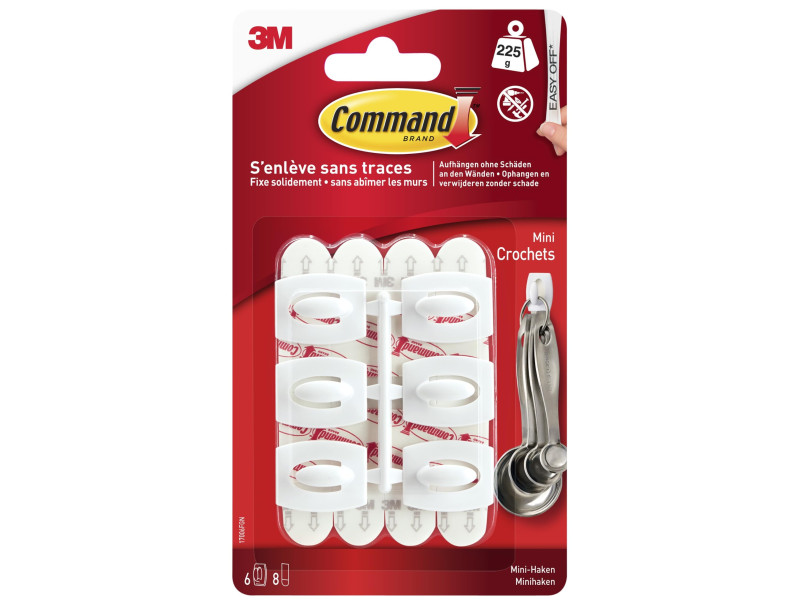3M Command Mini-crochet, plastique, taille: S, blanc