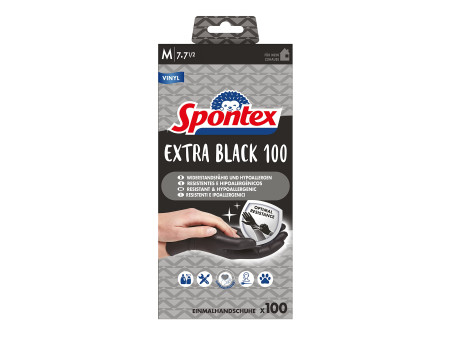 Spontex Gants en vinyle Extra Black, taille: M, noir