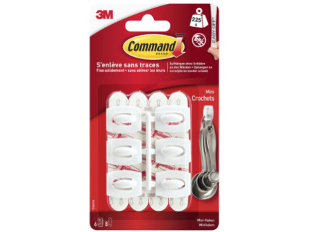 3M Command Mini-crochet, plastique, taille: S, blanc