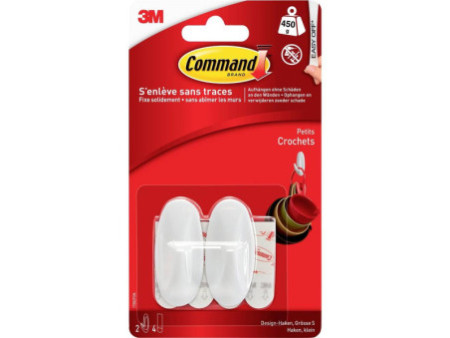 3M Command Crochet design, plastique, taille: S, blanc