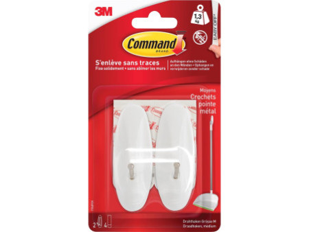 3M Command Crochet avec pointe en métal, blanc, taille: M