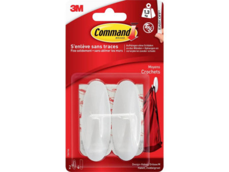 3M Command Crochet design, plastique, taille: M, blanc