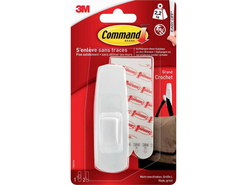 3M Command Crochet universel, plastique, taille: L, blanc
