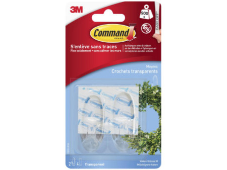3M Command Crochet, oval, plastique, transparent, taille: M