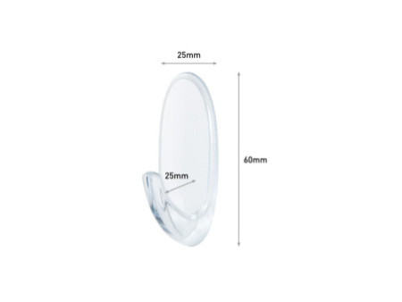 3M Command Crochet, oval, plastique, transparent, taille: M