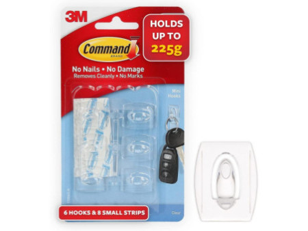 3M Command Mini-crochet, plastique, taille: S, transparent