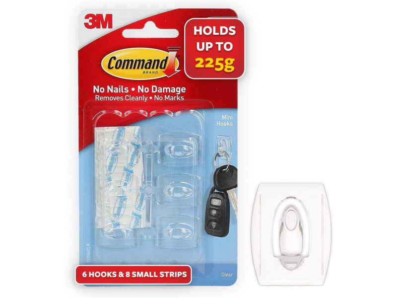 3M Command Mini-crochet, plastique, taille: S, transparent