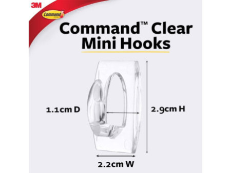 3M Command Mini-crochet, plastique, taille: S, transparent