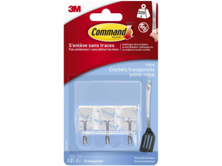 3M Command Crochet avec pointe en métal, transparent