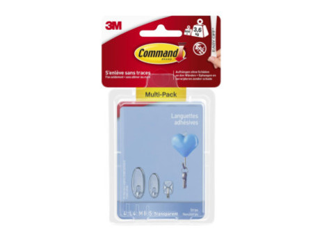 3M Command Recharge languette adhésive, transparent, assorti