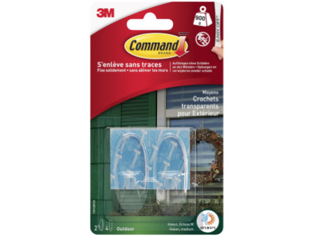 3M Command Crochet pour l'extérieur, transparent, taille: M
