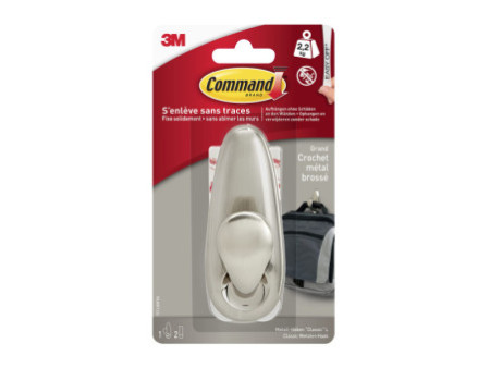 3M Command Crochet en métal 'Classic', taille: L, argent