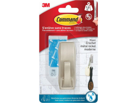 3M Command Crochet pour salle de bain métal 'Modern', argent