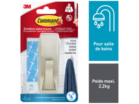 3M Command Crochet pour salle de bain métal 'Modern', argent