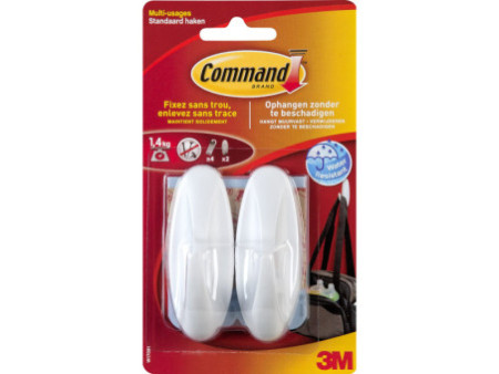 3M Command Crochet pour salle de bain design, blanc