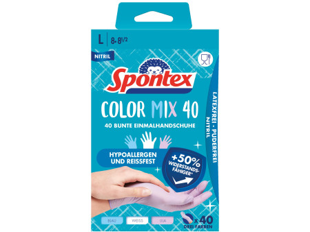 Spontex Gant en nitrile Colormix, taille: L, assorti