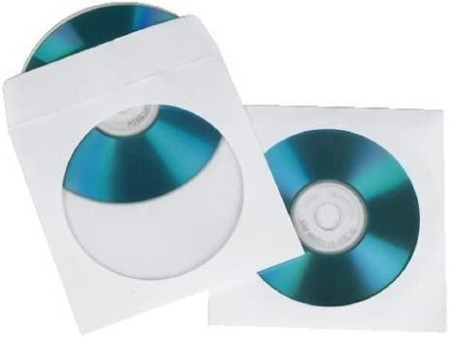 hama Pochette papier pour 1 CD/DVD, 100 pièces, blanc