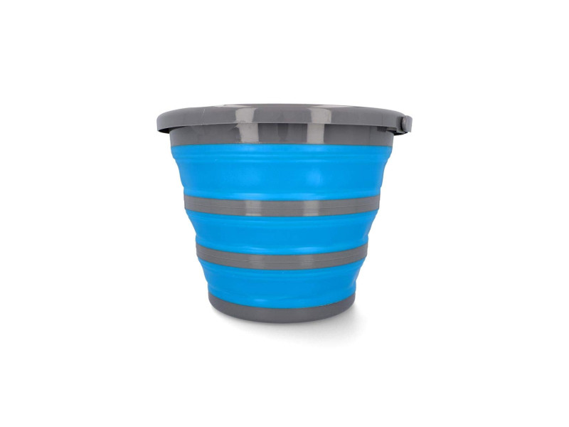 cartrend Seau, pliable, rond, 10 litres, gris/bleu