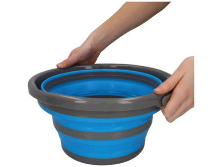 cartrend Seau, pliable, rond, 10 litres, gris/bleu
