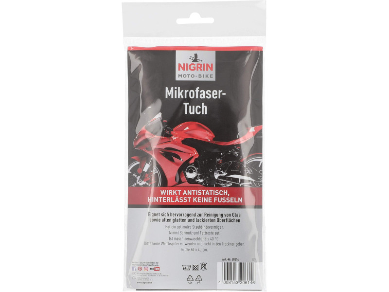 NIGRIN Chiffon microfibre pour moto, pour surfaces lisses