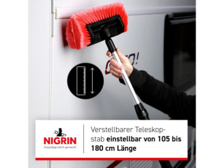 NIGRIN Brosse de lavage pour caravane, télescopique