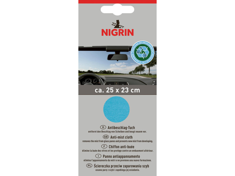 NIGRIN Chiffon anti-buée ECO, bleu, 250 x 230 mm