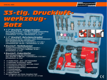 BRÜDER MANNESMANN Kit d'outils pneumatiques, 33 pièces