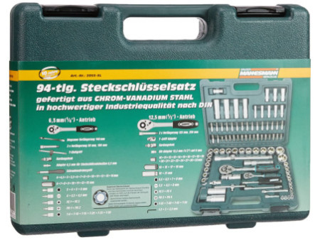 BRÜDER MANNESMANN Jeu de douilles 1/4' + 1/2', 94 pièces
