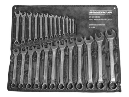 BRÜDER MANNESMANN Jeu de clés plates, 25 pièces, 7-32 mm