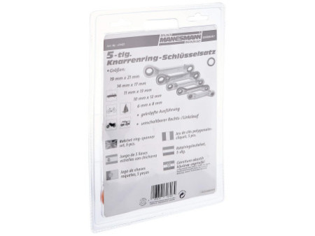 BRÜDER MANNESMANN Kit de clé polygonale à cliquet, 5 pièces