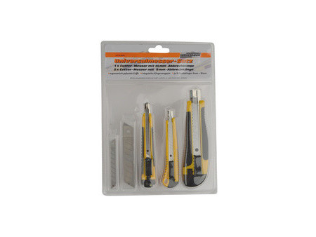 BRÜDER MANNESMANN Kit de cutters, 3 pièces, noir / jaune